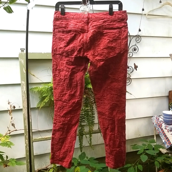 Free People Textured Jaquard Skinny Jean Cranberry Red Sz: 29 - Picture 5 of 8